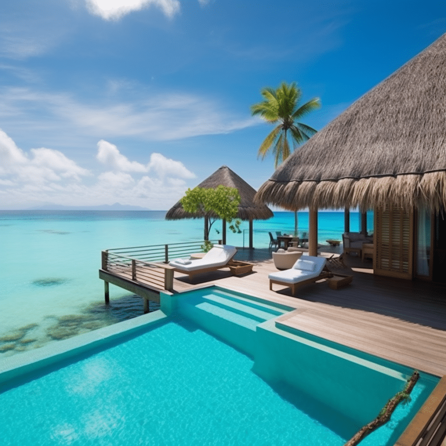 Taking a breakation at the beach pool beside the ocean