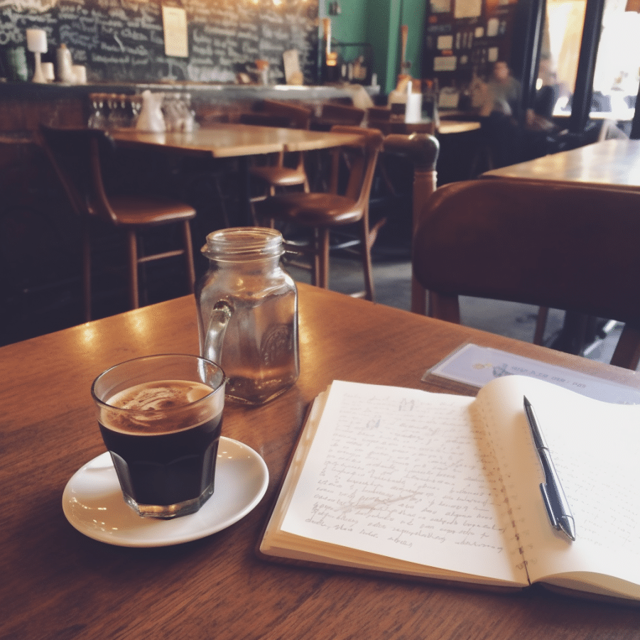 coffee shop journaling breakation